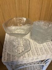 Used, Vintage Glass Fruit Bowl Dessert 1 Large 6 Small Dishes Flower Pattern  for sale  Shipping to South Africa