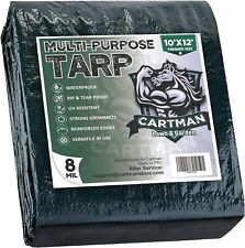 CARTMAN Finished Size 10x12 Feet Extra Thick 8 Mil Heavy Duty Poly Tarp, Green for sale  Shipping to South Africa