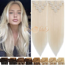 Used, CLEARANCE Clip in Human Hair Extensions 8PCS Full Head 100%Real Remy Hair Blonde for sale  Shipping to South Africa