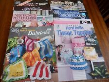 Lot Of 10 Crochet Book/Patterns, Snowflakes, Afgans, Pillows, Flowers, dishcloth, used for sale  Shipping to South Africa