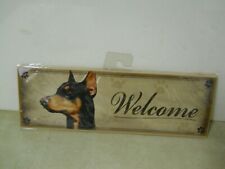Usado, Placa de parede Doberman Pincher Dog Welcome pendurada 12" x 4" cabide de juta comprar usado  Enviando para Brazil