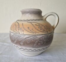 Vintage Studio West German Pottery Rounded Brown Cream Pitcher Jug Leaf Pattern for sale  Shipping to South Africa