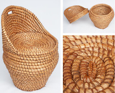 Vintage Wicker Storage Chair Basket Cane Rattan 1970s 1980s Decor Tiki Boho for sale  Shipping to South Africa