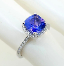 Dazzling Rock 14k White Gold Tanzanite & Diamond Halo Ring for sale  Shipping to South Africa