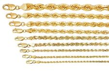 "Collar colgante cadena de cuerda corte diamante de oro amarillo liso 10k de 1 mm-10 mm 16""-30" segunda mano  Embacar hacia Mexico