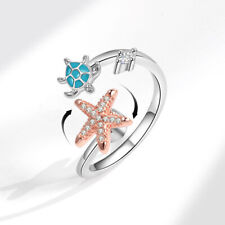 Starfish Turtle Cubic Zirconia Spinner Rings Fidget Anxiety Women Jewelry Gifts, used for sale  Shipping to South Africa