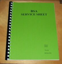 Bsa service sheets for sale  WELLING