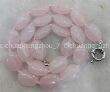 Colar de contas ovais naturais em forma de ovo 13x18mm pedras de quartzo rosa 18"AA, usado comprar usado  Enviando para Brazil