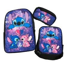 Stitch and Angel Backpack Set 3 Piece Set: Backpack + Lunch bag + Pencil bag NEW for sale  Shipping to South Africa
