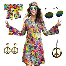 Conjunto de 5 peças acessórios fantasia hippie feminina anos 60 anos 70 vestido discoteca hippie Halloween, usado comprar usado  Enviando para Brazil