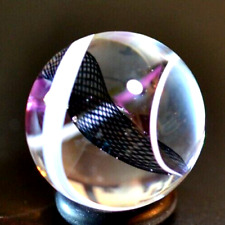 Used, STEVEN MASLACH GLASS MARBLE/.924"-BLACK FISHNET LATTICINIO TORNADO-MAGENTA,BLUE  for sale  Shipping to South Africa