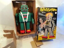 Tin Toy 1990's battery operated SMOKING SPACEMAN ROBOT  limited edition mint/box usato  Ton