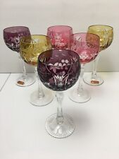 (6) Copas de vino Beyer/Cristal de plomo vintage de la década de 1960 cortadas a transparentes de 7 3/4" en corvejón, usado segunda mano  Embacar hacia Argentina