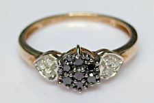 9ct Gold Ring 0.33ct Black and White Diamonds Ring Size P - 9ct Yellow Gold, used for sale  Shipping to South Africa