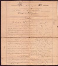 Stenography, calligraphy section, Bordeaux, 1895 (tear) for sale  Shipping to South Africa