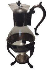 Vintage Silver Plate Bronze Glass Tilting Coffee Carafe Pot Ornate Warmer Stand  comprar usado  Enviando para Brazil