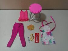 Accesorios para Barbie como artista: delantal, atuendo, zapatos, cepillos, paleta, taburete segunda mano  Embacar hacia Argentina