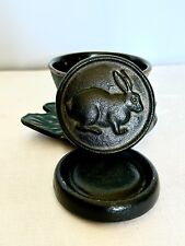 Set of 2 Japanese Cast Iron Tetsubin rabbit trinkle box and Tea Cup Leaf plate for sale  Shipping to South Africa