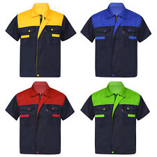 Hombres Motor Mecánico Uniforme Color Bloque Camisa de Trabajo Cuello Descansado Camisetas Costo segunda mano  Embacar hacia Mexico