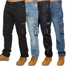 Enzo Combat Jeans Mens Cargo Denim Trousers Casual Work Pants All UK Waist Sizes for sale  Shipping to South Africa