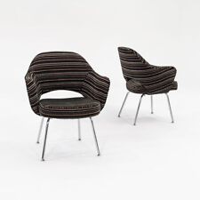 2009 Eero Saarinen para cadeiras executivas Knoll braço de jantar tecido listrado 2x disponível comprar usado  Enviando para Brazil