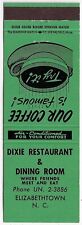 Usado, Restaurante y comedor Dixie Elizabethtown NC fecha 1965-69 FS cubierta de fósforo vacía segunda mano  Embacar hacia Mexico