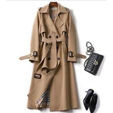 Trench coat feminino longo trespassado à prova de vento clássico lapela com cinto, usado comprar usado  Enviando para Brazil