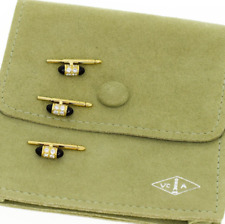 Usado, Conjunto de 3 tachas masculinas Van Cleef & Arpels diamante ônix preto ouro amarelo 18k comprar usado  Enviando para Brazil