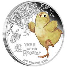 2017 Tuvalu The Baby Rooster 50Cents 1/2oz Colorized Silver Coin for sale  Houston
