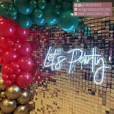 HIRE Neon Sign XL Decoration Let's Party, Happy Birthday, Wedding Backdrop for sale  Shipping to South Africa