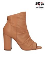RRP€154 CAFENOIR Leather Ankle Boots US7 UK4 EU37 Brown Square Heel for sale  Shipping to South Africa