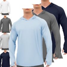 Camisa masculina proteção solar manga longa com capuz FPS camisas UV pesca caminhada top comprar usado  Enviando para Brazil