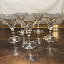 Vintage MCM Martini Glasses Etched Starburst Set of 5 Small 4.5” Tall for sale  Shipping to South Africa