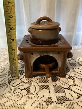Brown 4 Piece Ceramic Mini-Stove Oven Tealight Wax Warmer Doll House Stove Pots for sale  Shipping to South Africa