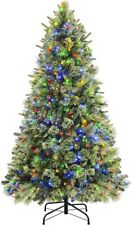 6 ft Pre-Lit Premium Artificial Hinged Pine Christmas Tree with Multi-Color, used for sale  Shipping to South Africa