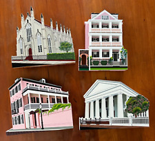 Used, Lot of 4 Sheila's Shelia's Wooden Houses - Charleston SC - Church - S Battery for sale  Shipping to South Africa