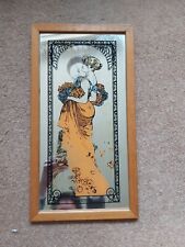 Framed Wooden Mirror - Alfonse Mucha - Summer Art Nouveau vintage for sale  Shipping to South Africa