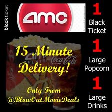 ⚡️15 MIN DELIVERY!⚡️ AMC Movie Theaters, Black Ticket, Large Popcorn & Drink for sale  Greensboro