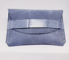 Bolsa billetera de cuero de gamuza hecha a mano azul segunda mano  Embacar hacia Argentina