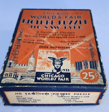 Quebra-cabeça vintage 1933 CHICAGO WORLD'S FAIR na caixa original como está comprar usado  Enviando para Brazil