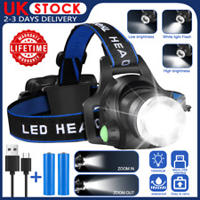 Headlamp rechargeable 100000lm for sale  TAMWORTH