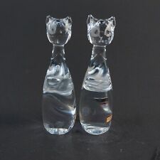 2 x MANTORP Sztuczne szkło Koty, Szklane figurki, Made In Sweden, Przezroczyste na sprzedaż  Wysyłka do Poland