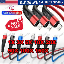 Braided Fast Charger Cable Heavy Duty USB lot Cord For iPhone 14 13 12 11 X XR 8 for sale  Shipping to South Africa