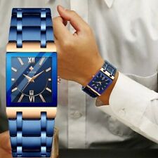 Relógios de pulso masculinos de luxo quadrado azul aço inoxidável à prova d'água comprar usado  Enviando para Brazil