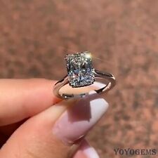 Solid 14K White Gold Moissanite Solitaire Engagement 2 Carat Radiant Cut VVS1 for sale  Shipping to South Africa