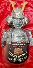 NIKKA Gold & Gold Whisky Samurai Bottle-Empty-9.5" Tall-Cast Metal Samurai Bust for sale  Shipping to South Africa
