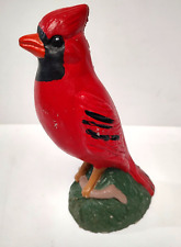Vintage Large 11" Red Cardinal Bird Cement Concrete Yard Garden Decor Statue, used for sale  Shipping to South Africa