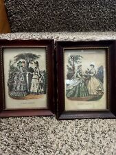 Two Framed La Mode Illustree Paris France Victorian Fashion Print Art Vintage for sale  Shipping to South Africa