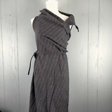 Vestido de alta costura vintage lã cinza listra XS designer midi sem mangas falha comprar usado  Enviando para Brazil