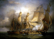  Pintura al óleo de alta calidad 36x24 pintada a mano sobre lienzo" Batalla naval ""@NO4354 segunda mano  Embacar hacia Argentina